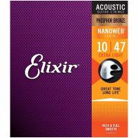 Струны для акустической гитары Elixir Nanoweb 16002 Extra Light (6 шт)
