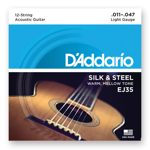 Струны для акустической 12-струнной гитары D'Addario Silk & Steel EJ35 Light (12 шт)