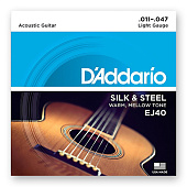 Струны для акустической гитары D'Addario Silk & Steel EJ40 Light (6 шт)