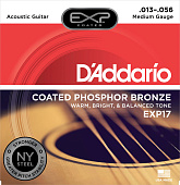 Струны для акустической гитары D'Addario Coated Phosphor Bronze EXP17 Medium (6 шт)