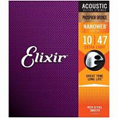 Струны для акустической гитары Elixir Nanoweb 16002 Extra Light (6 шт)
