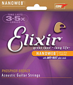 Струны для акустической гитары Elixir Nanoweb 16027 Custom Light (6 шт)
