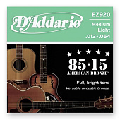Струны для акустической гитары D'Addario American Bronze EZ920 Medium (6 шт)