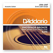 Струны для акустической гитары D'Addario Phosphor Bronze EJ15 Extra Light (6 шт)