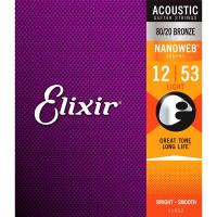Струны для акустической гитары Elixir Nanoweb 11052 Light (6 шт)