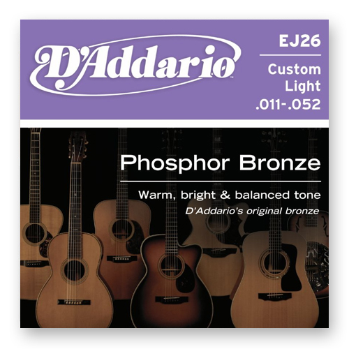 Струны для акустической гитары D'Addario Phosphor Bronze EJ26 Custom Light (6 шт)