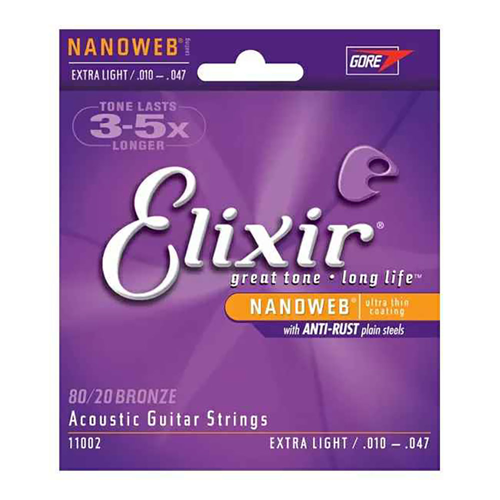 Струны для акустической гитары Elixir Nanoweb 11002 Extra Light (6 шт)