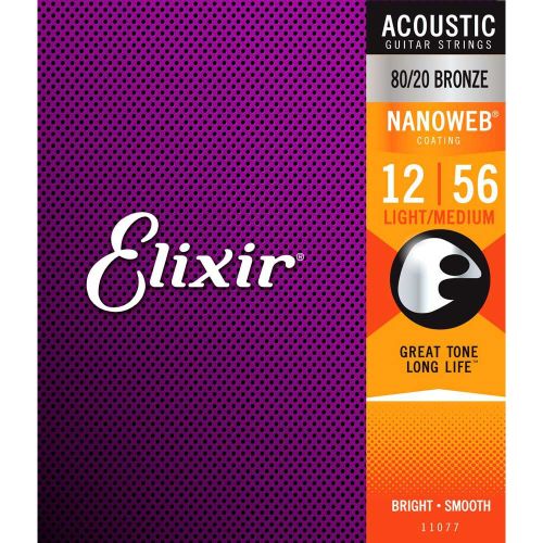 Струны для акустической гитары Elixir Nanoweb 11077 Light-Medium (6 шт)