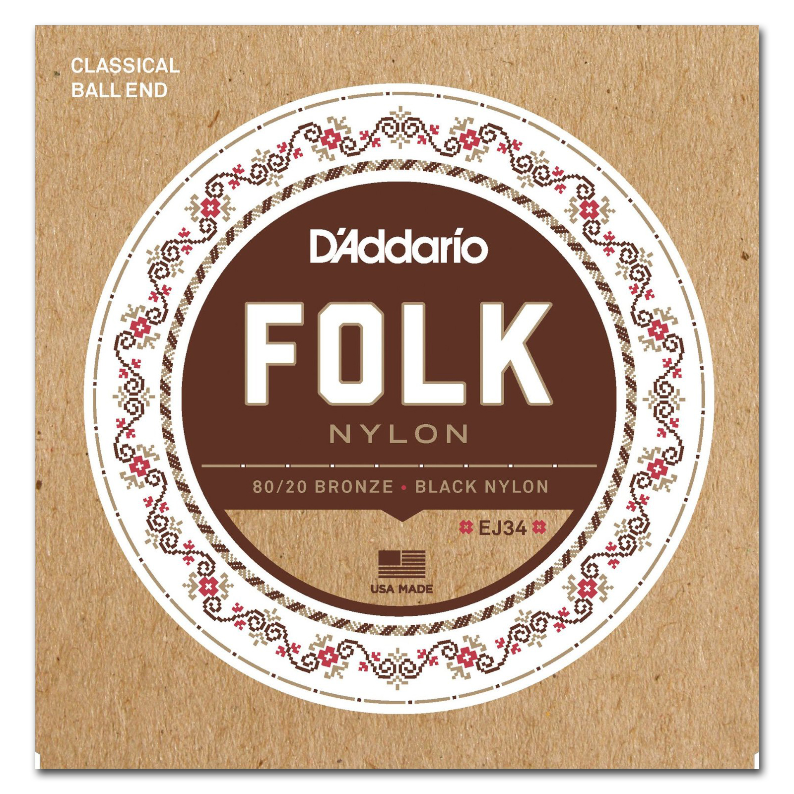 Струны для акустической гитары D'Addario Folk EJ34 Custom (6 шт)