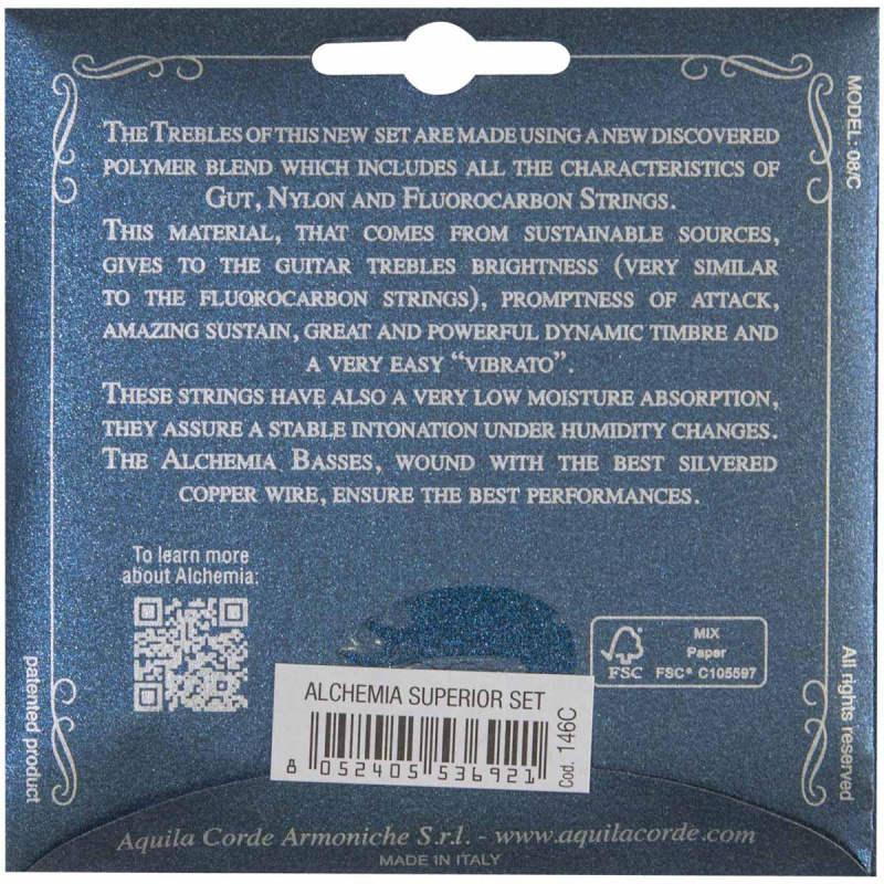 Струны для классической гитары Aquila Alchemia 146C Hard (6 шт)