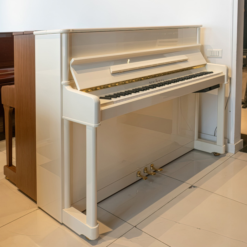 Пианино Schimmel Classic C120 Tradition (BU) белое, полированное, цифровая система PianoDisc.
