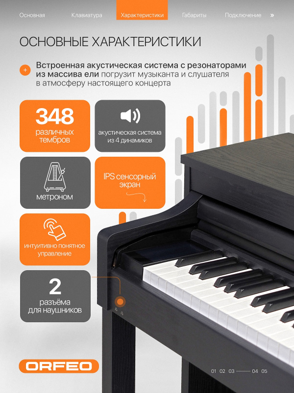 Цифровое пианино Orfeo Eurydice E-32 черное, с наушниками