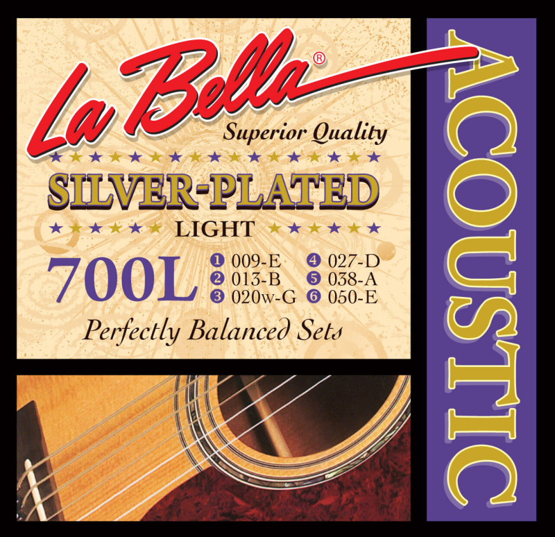 Струны для акустической гитары La Bella Silver-Plated 700L Light (6 шт)