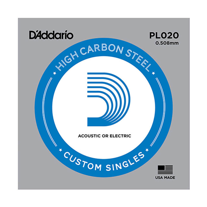 Струна для акустической гитары D'Addario Plain Steel PL020