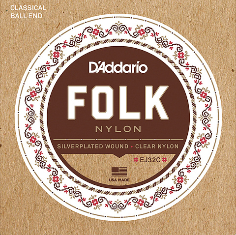 Струны для классической гитары D'Addario Folk EJ32C (6 шт) Струны для классической гитары D'Addario Folk EJ32C (6 шт)