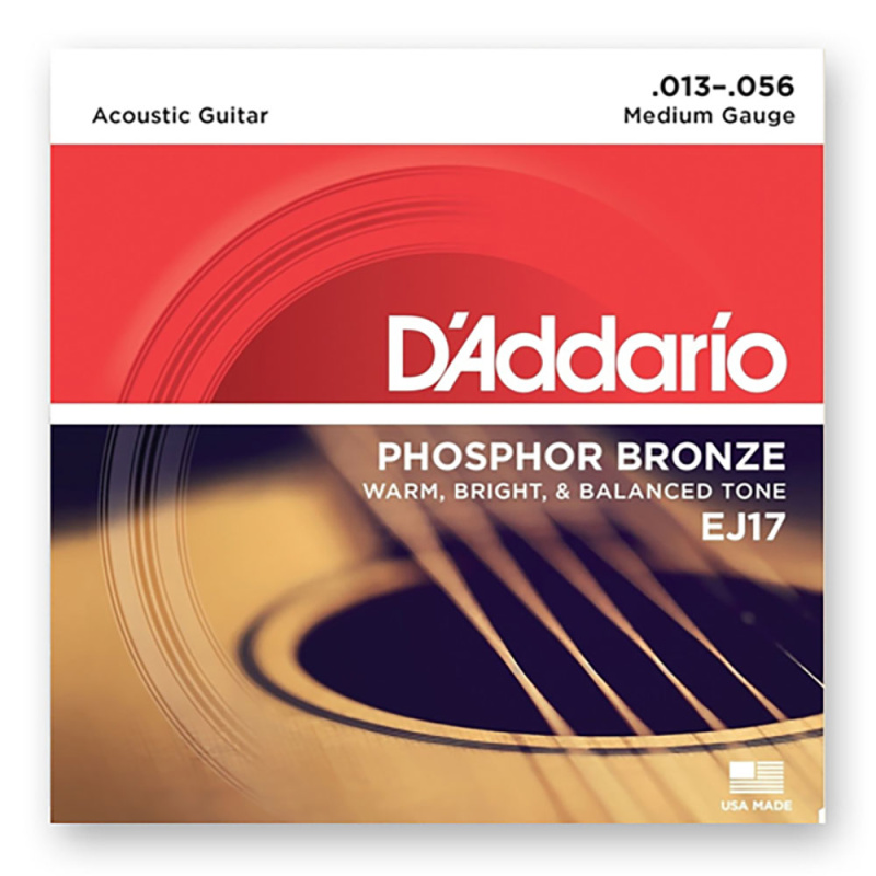 Струны для акустической гитары D'Addario Phosphor Bronze EJ17 Medium (6 шт)