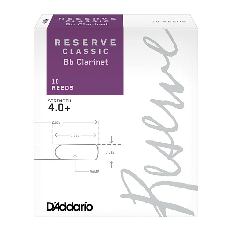 Трости для кларнета Rico Reserve Classic №4+ Bb (10 шт)
