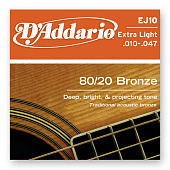 Струны для акустической гитары D'Addario Bronze EJ10 Extra Light (6 шт)