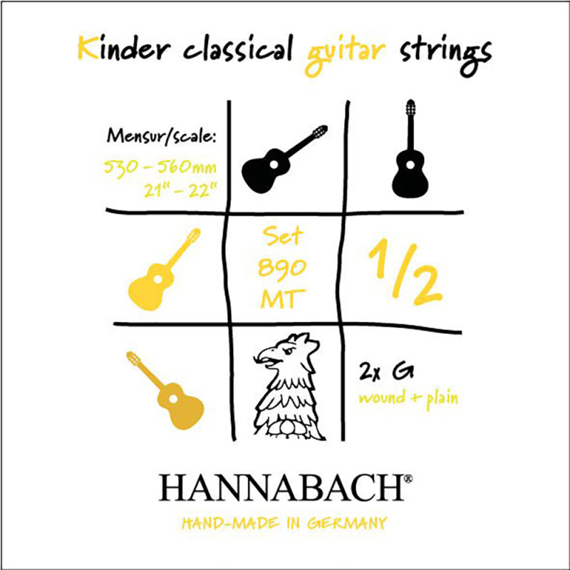 Струны для классической гитары Hannabach Kinder 890MT12 Medium 1/2 (6 шт)
