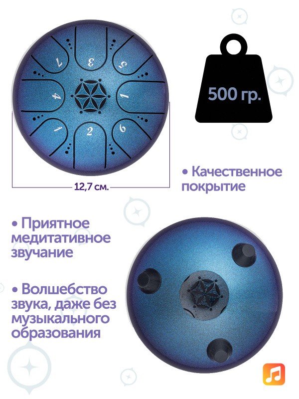 Глюкофон Fjord Prana 12,7 см, синий, 8 нот, До-мажор (C)