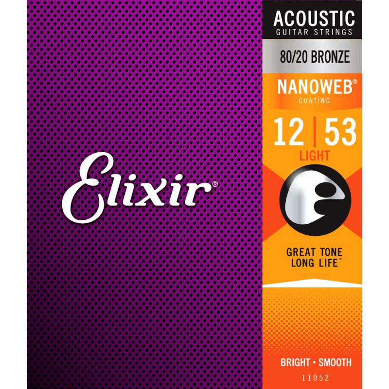 Струны для акустической гитары Elixir Nanoweb 11052 Light (6 шт)