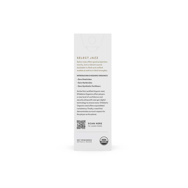 Трости для тенор саксофона D'Addario Organic Select Jazz filed №2S (5 шт)
