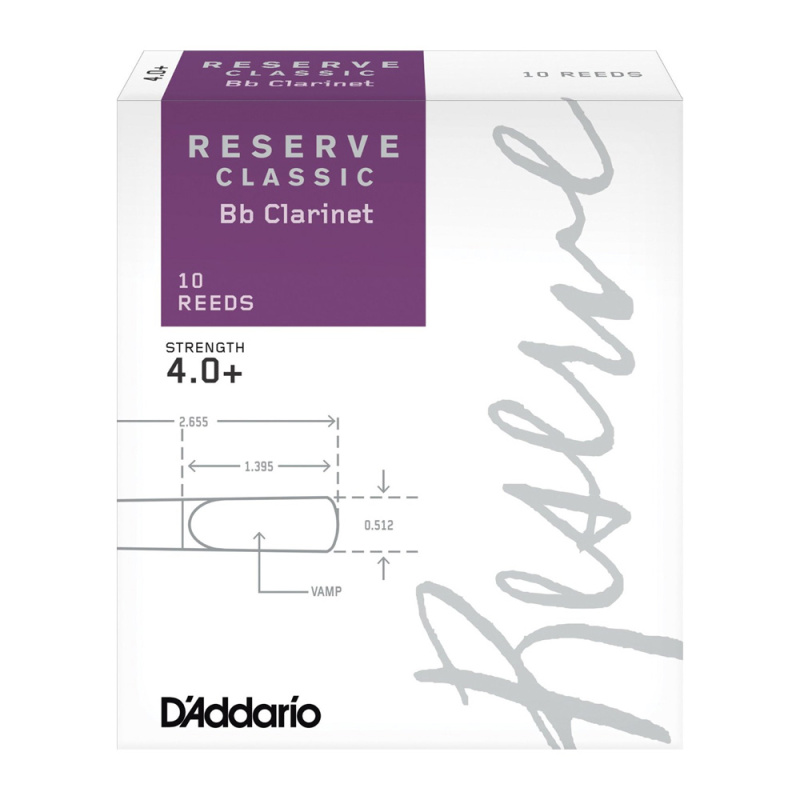 Трости для кларнета Rico Reserve Classic №4+ Bb (10 шт)