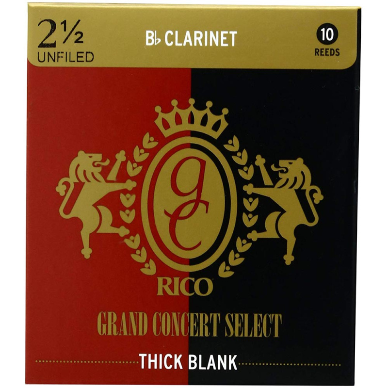 Трости для кларнета Rico Grand Concert Select Thick unfiled №2,5 Bb (10 шт)